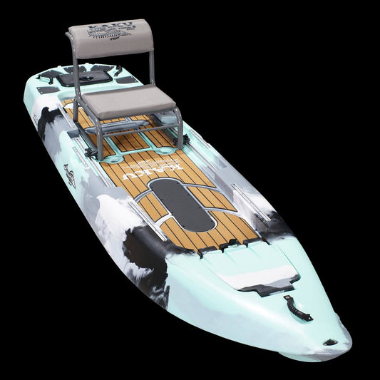 Zulu Base Model, Seafoam Camo Teak Pad Fishing Kayak