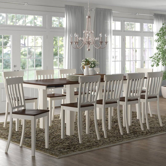 11 Piece Extendable Solid Wood Dining Set