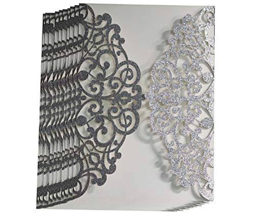 100pcs Gold Silver Glitter Laser Cut Invitations Card Covers Lace Hollow Greeting Cards Invites Party Invitation Covers